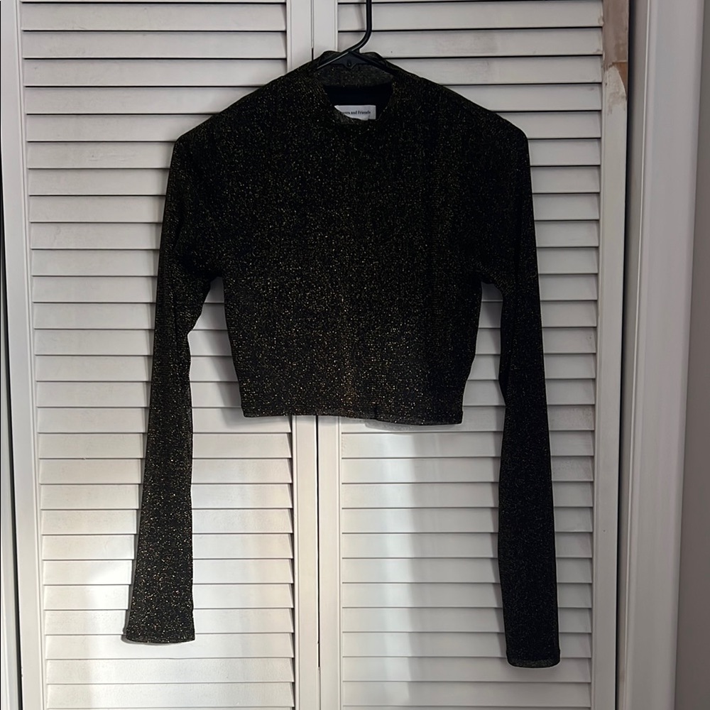 REVOLVE Glitter Long Sleeve Crop Top